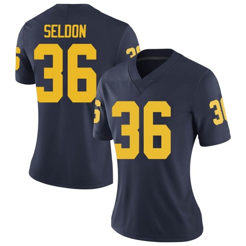 Andre Seldon Michigan Wolverines Women's NCAA #36 Navy Limited Brand Jordan College Stitched Football Jersey CTK1054KJ